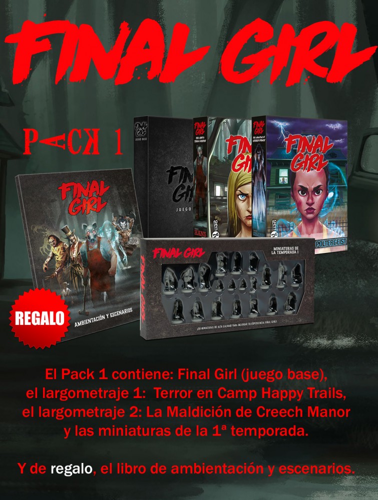 Final Girl. Pack 1. REGALO DE PREPEDIDO libro de ambientación y escenarios junto con la carta promocional de Paula.