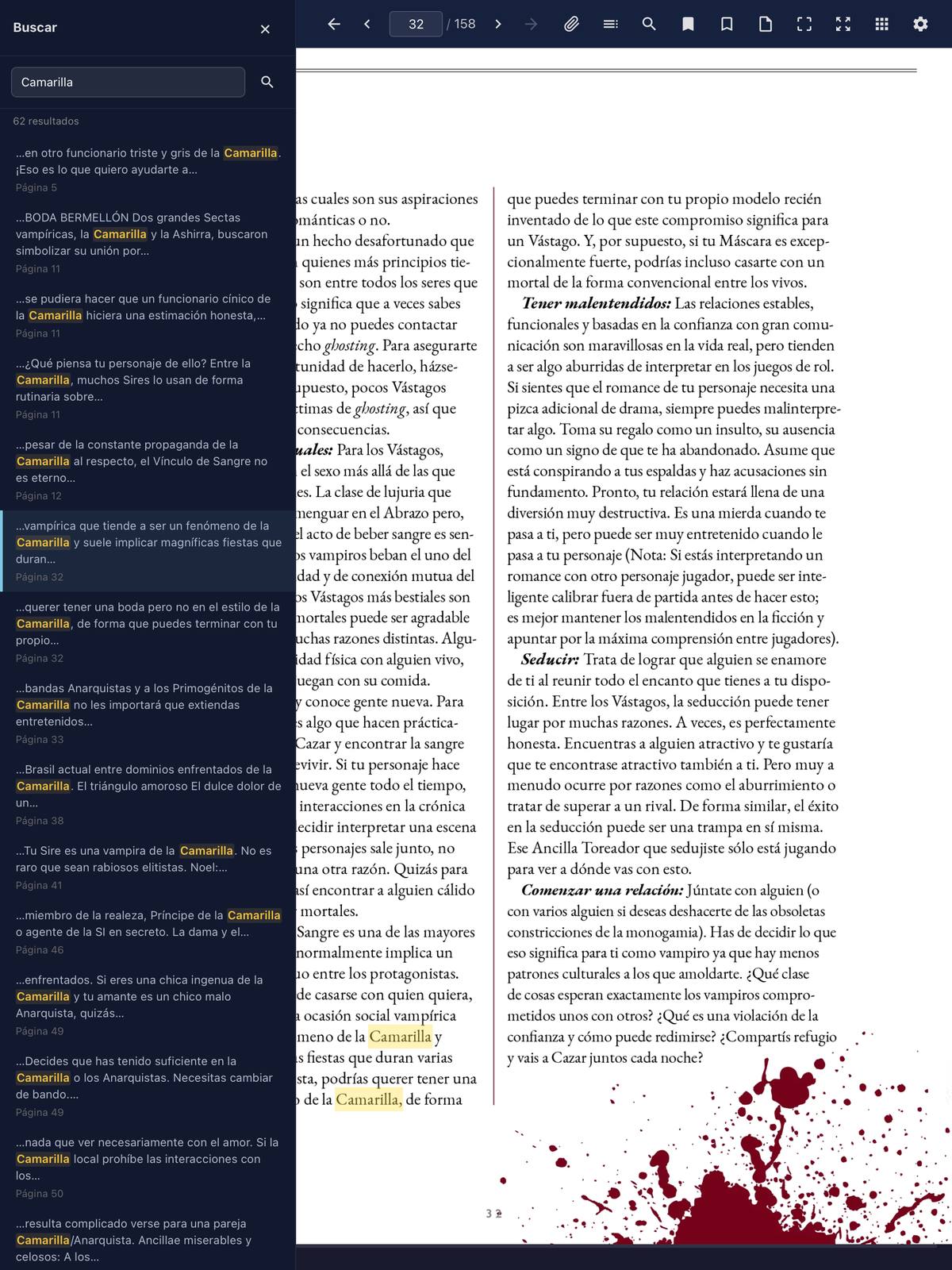 Buscando «Camarilla» en Vampiro: 62 resultados y la página con la palabra resaltada
