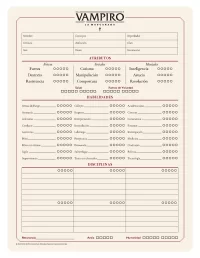 Vampiro La Mascarada Ficha de PJ