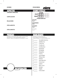 Fate C.: Hojas de Personaje 