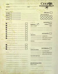 Hojas de Personaje y Culto